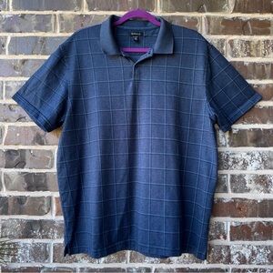 Van Heusen Polo Shirt Men's XL Blue Plaid Short Sleeve Casual